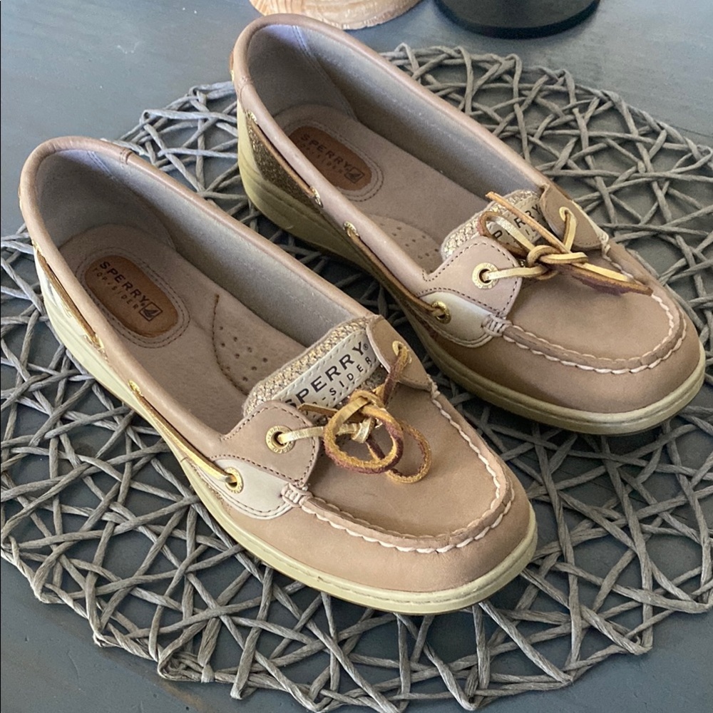 Sperry Tan Flats with Moccasin Style and Non-Slip Soles